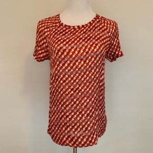 Tory Burch Red Polka Dot Silk Blouse Sz 8